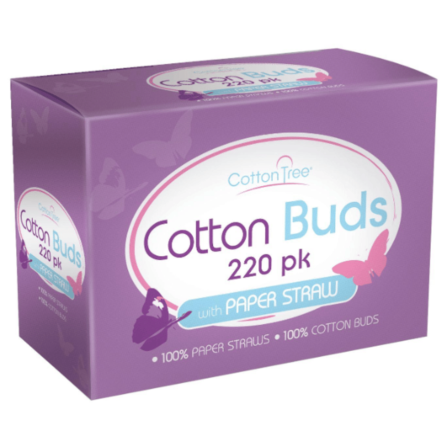Cotton Tree eyrnapinnar með pappastöngli 220 stk