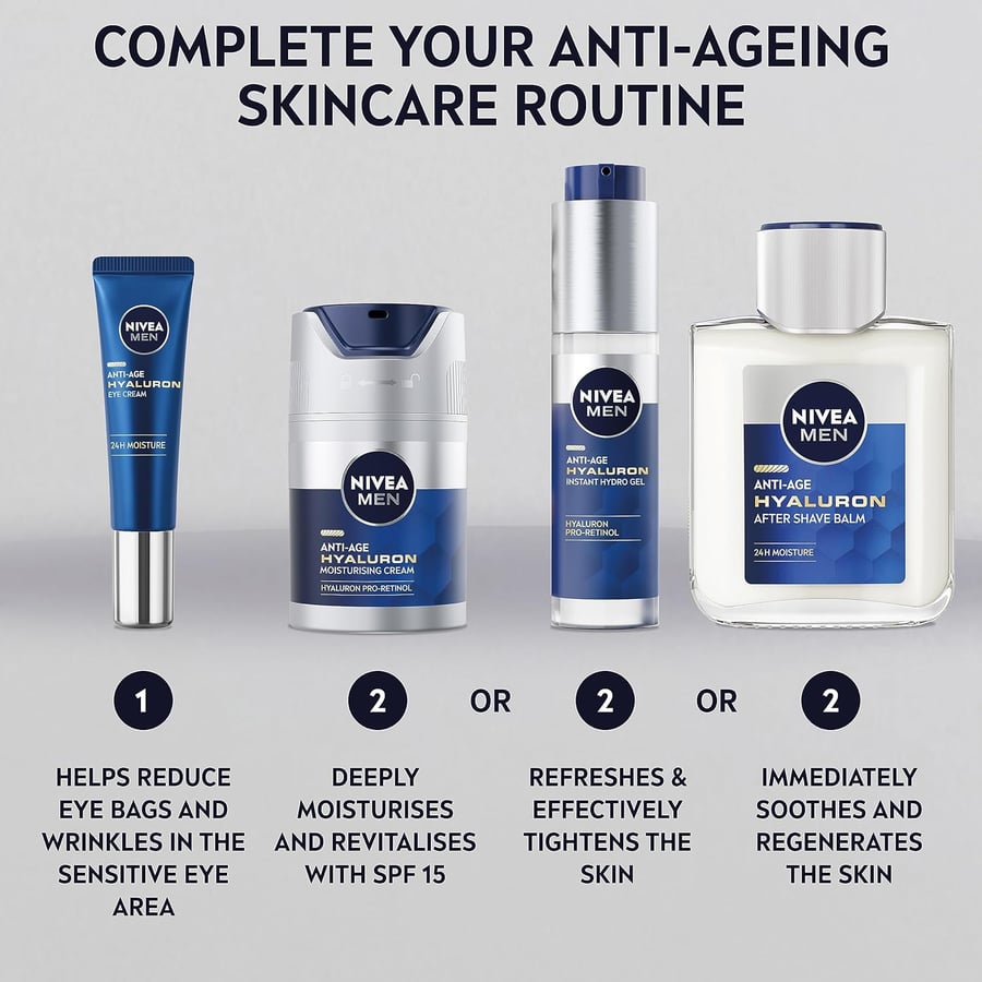 Nivia Men Anti-Age Hyaluron Rakagefandi Andlits Gel 50ml