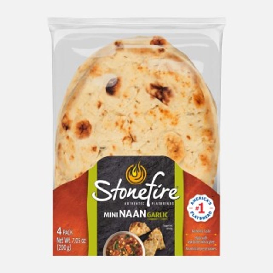 Stonefire mini naan brauð með hvítlauk 4 stk.