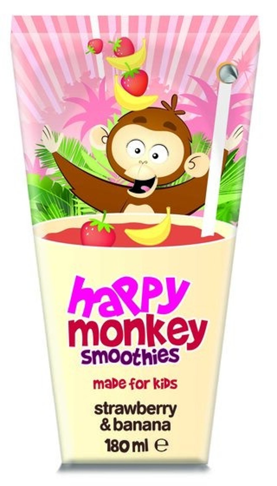 Happy Monkey jarðarberja- og bananasmoothie 180 ml