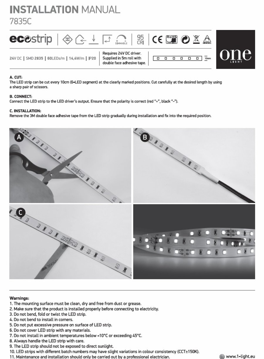 7835C/W LED borði  CRI95 14,4w/m