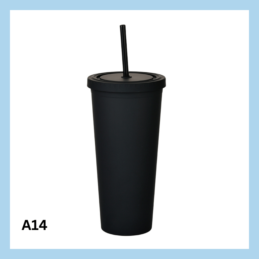 700ml glas með röri – 17 litir - A9