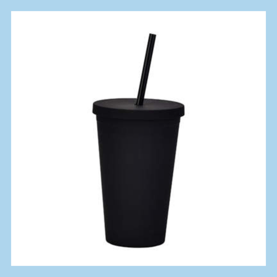 450ml glas með röri – 10 litir - B7
