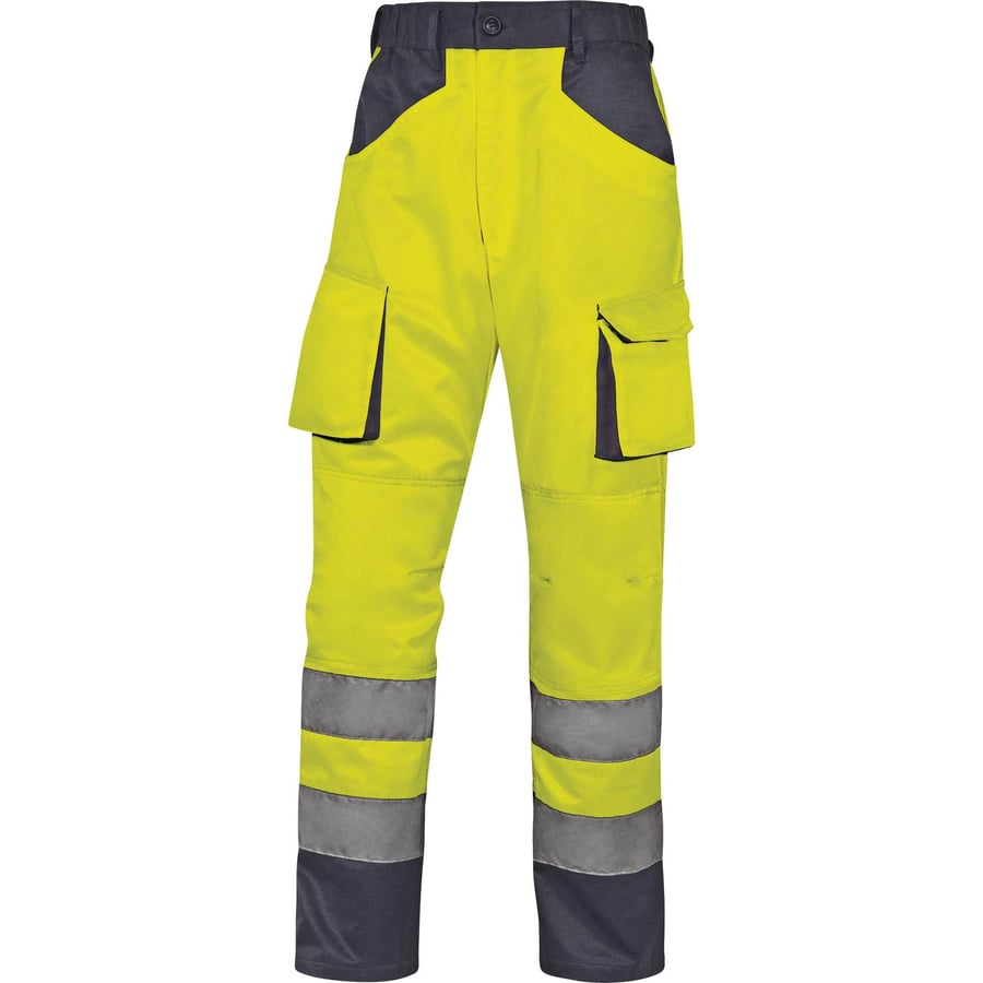 Delta Plus MACH2 HIGH VISIBILITY WORKING TROUSERS IN COTTON / POLYESTER FLUO YELL/GREY M2 TROUSERS XXL