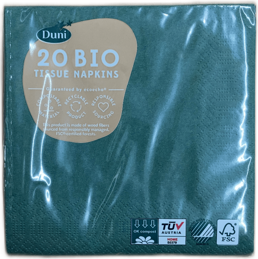 Duni Bio Tissue servíettur Oriental Green 20 stk