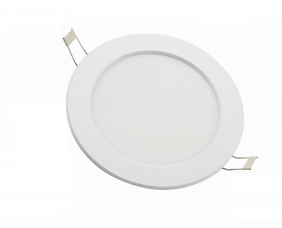 8w White Round Recessed Panel