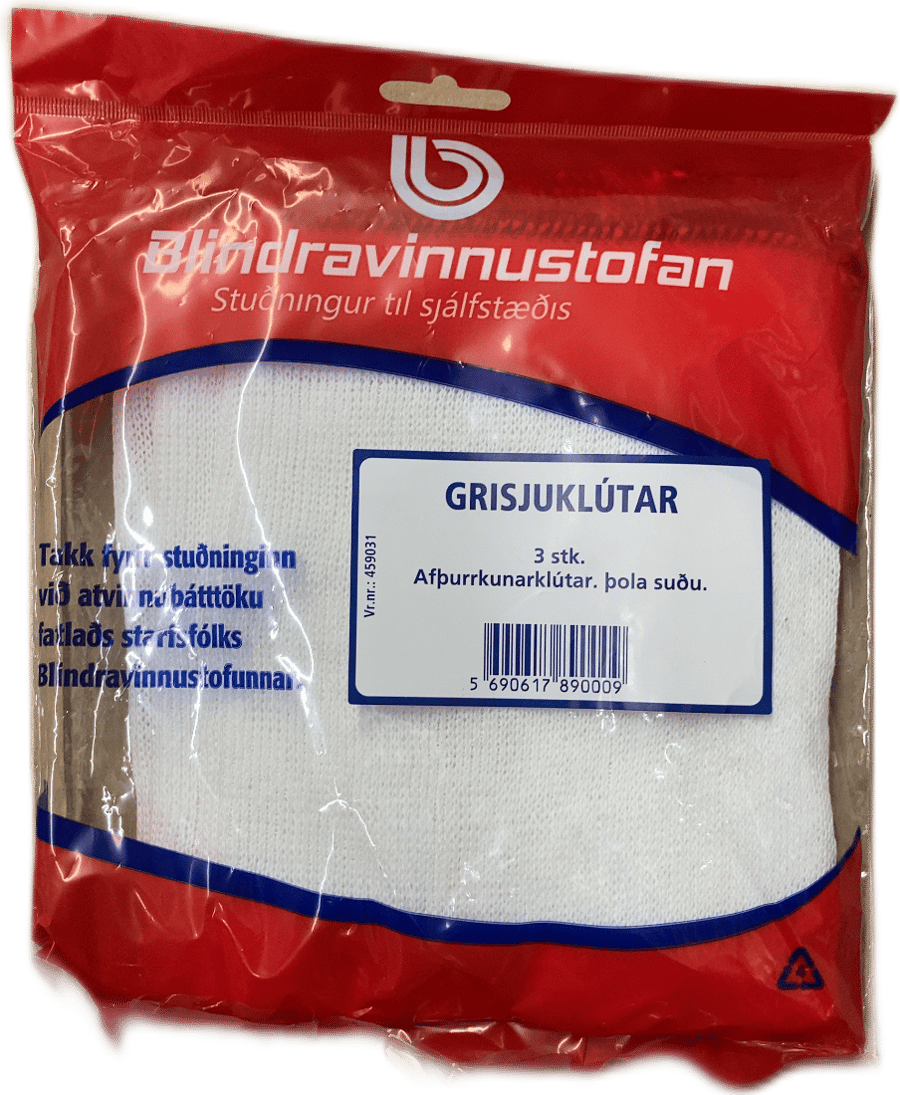 Blindravinnustofan grisjuklútar 3 stk