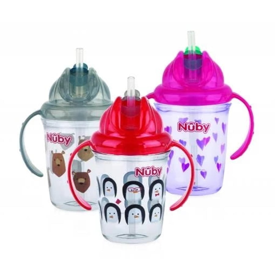Nuby tritan rörglas m höldum 12m+