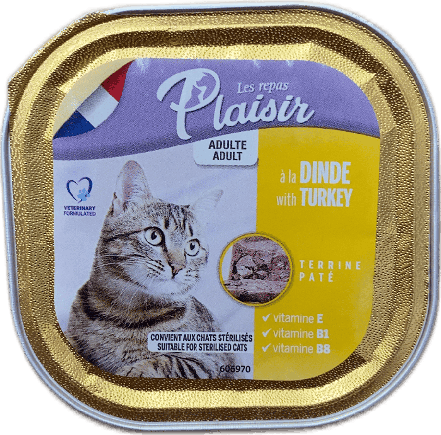 Plaisir terrína með kalkúni fyrir fullorðna ketti 100 g