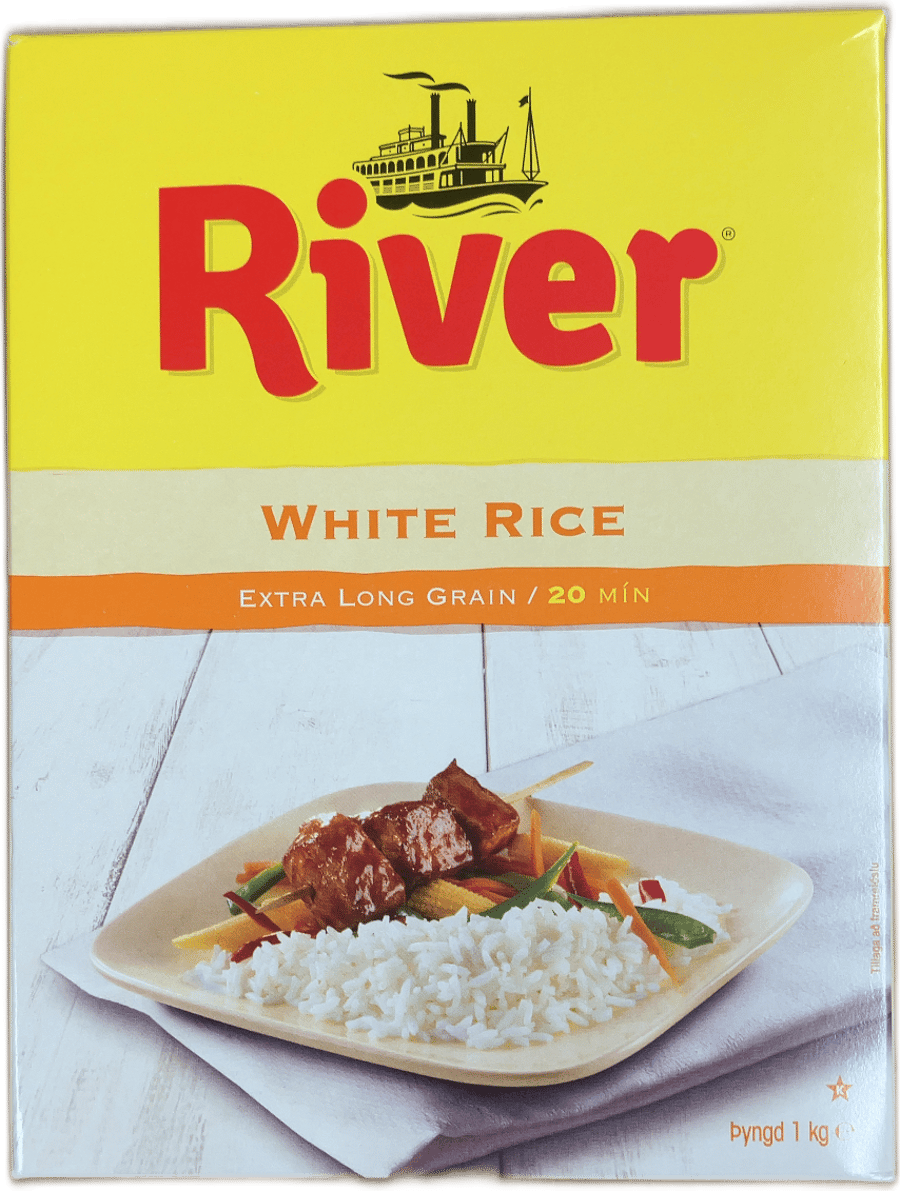 River hvít hrísgrjón, extra löng korn, 1 kg