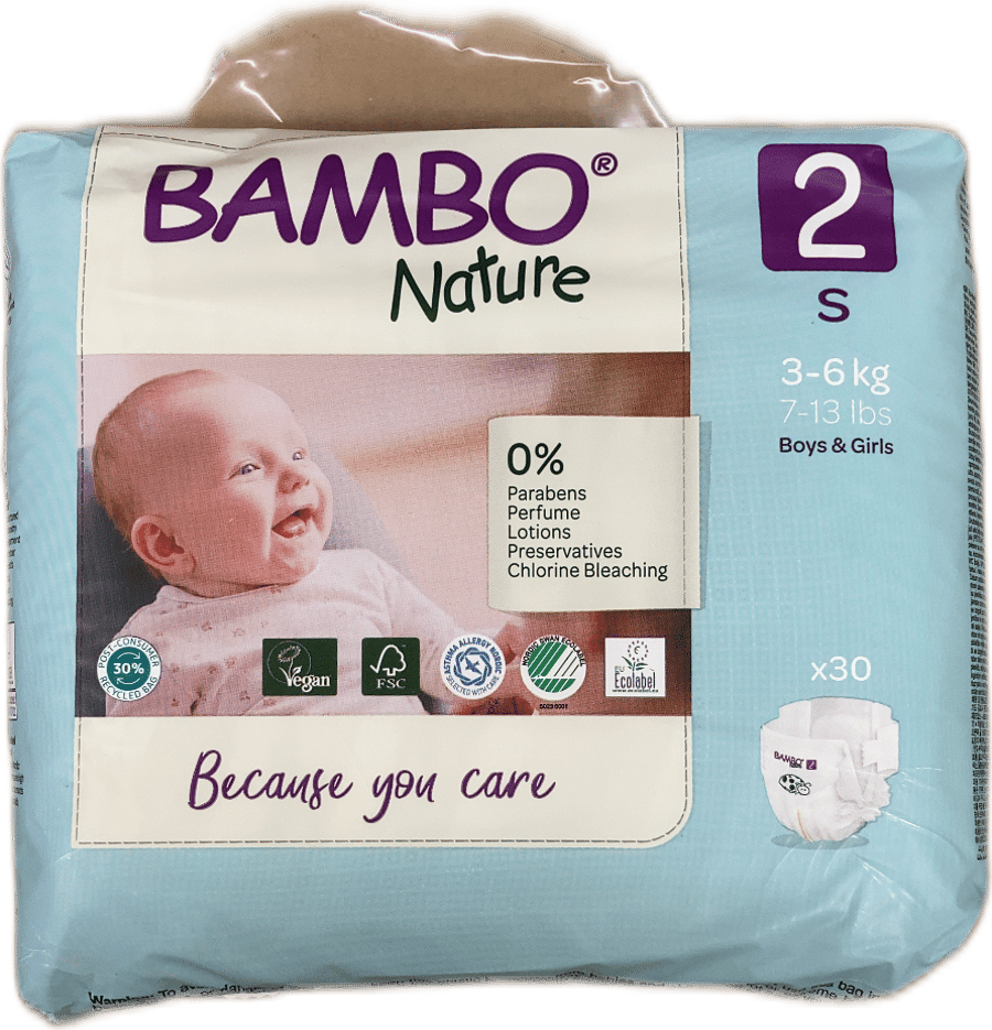 Bambo Nature bleiur stærð 2, 30 stk