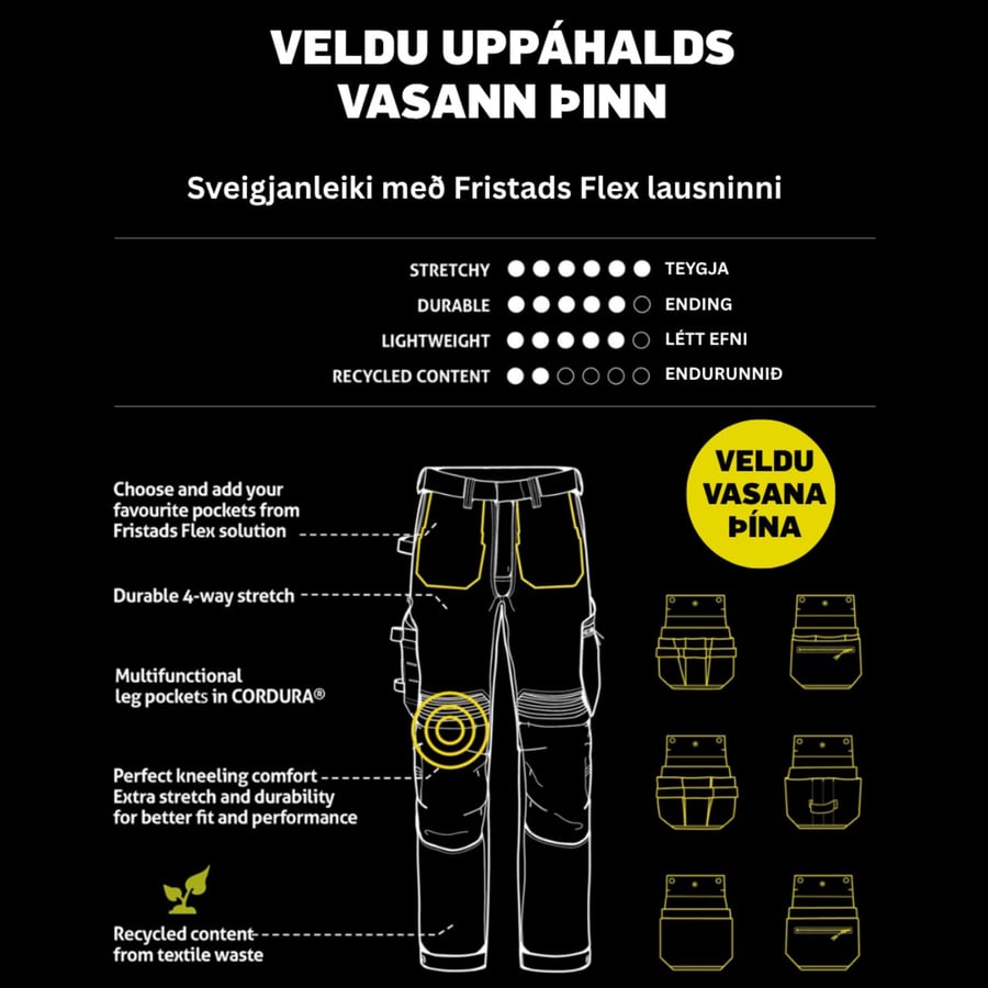 Fristads Flex Tyresta pro vinnubuxur - veldu vasa