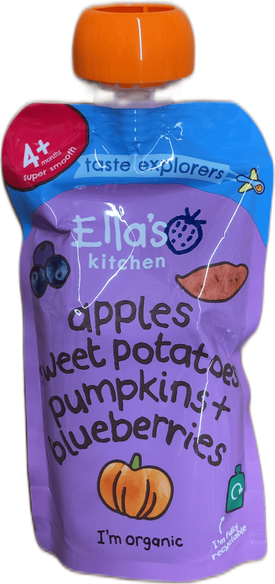 Ella's Kitchen lífræn epli, sætar kartöflur, grasker og bláber 120 g