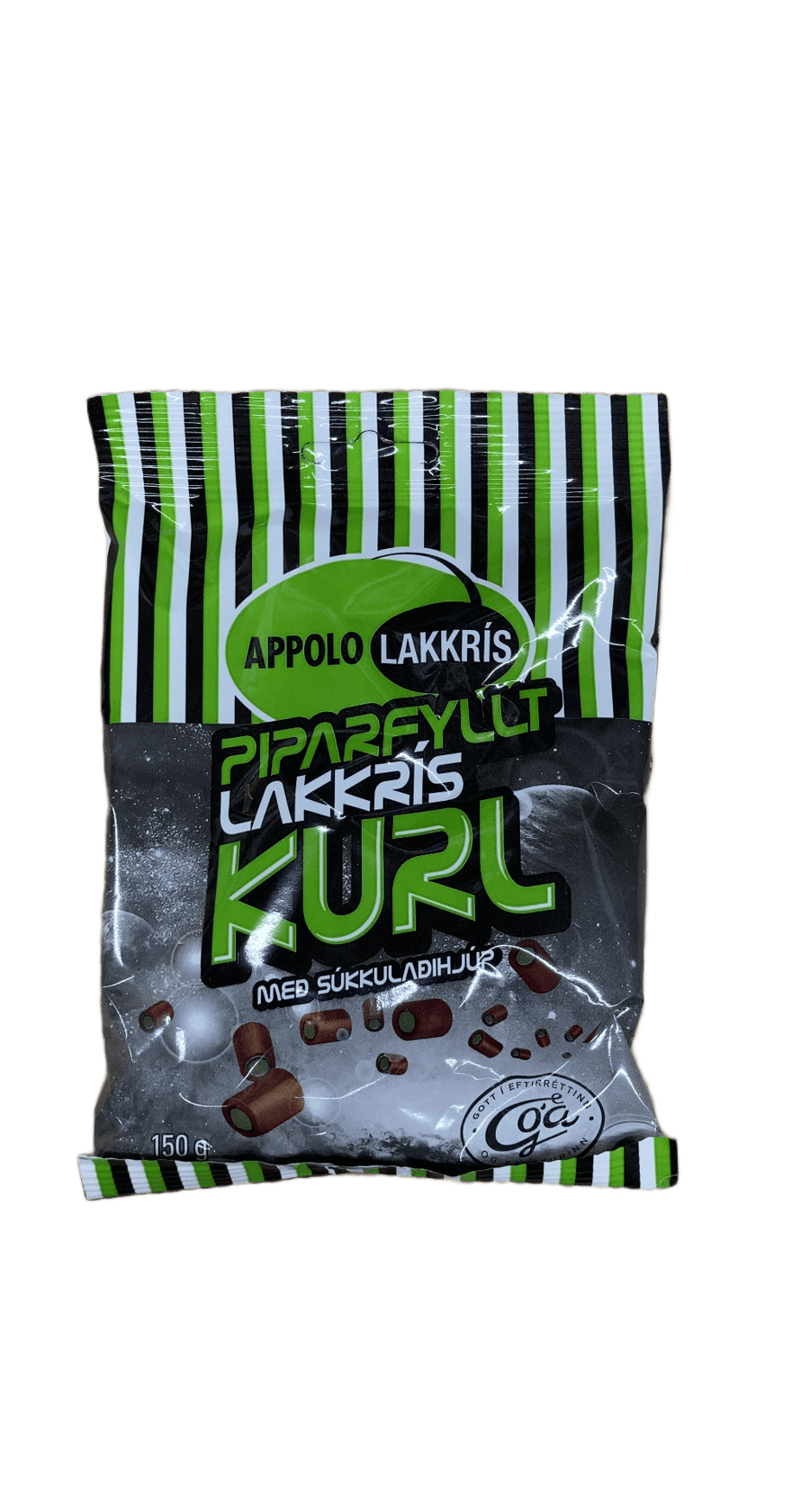 Appolo Lakkrís Piparfyllt Lakkrískurl með Súkkulaðihjúp 150 g