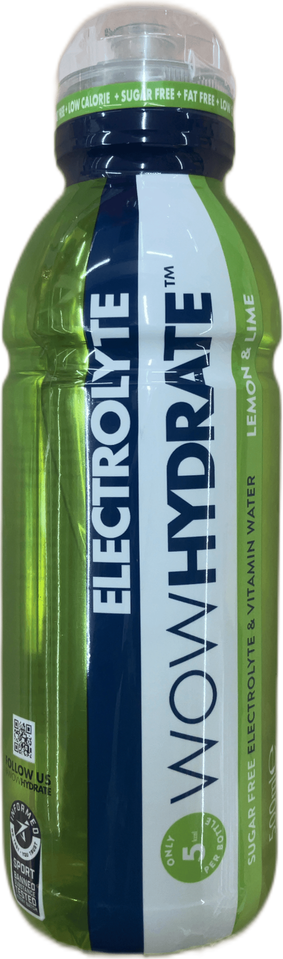 Wow Hydrate sykurlaust rafvaka- og vítamínvatn með sítrónu og límónu 500 ml
