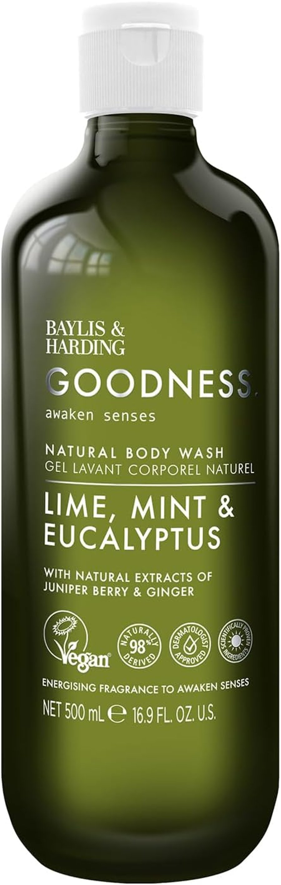 Baylis & Harding Goodness Awaken Lime, Mint & Eucalyptus bað og sturtusápa 500 ml