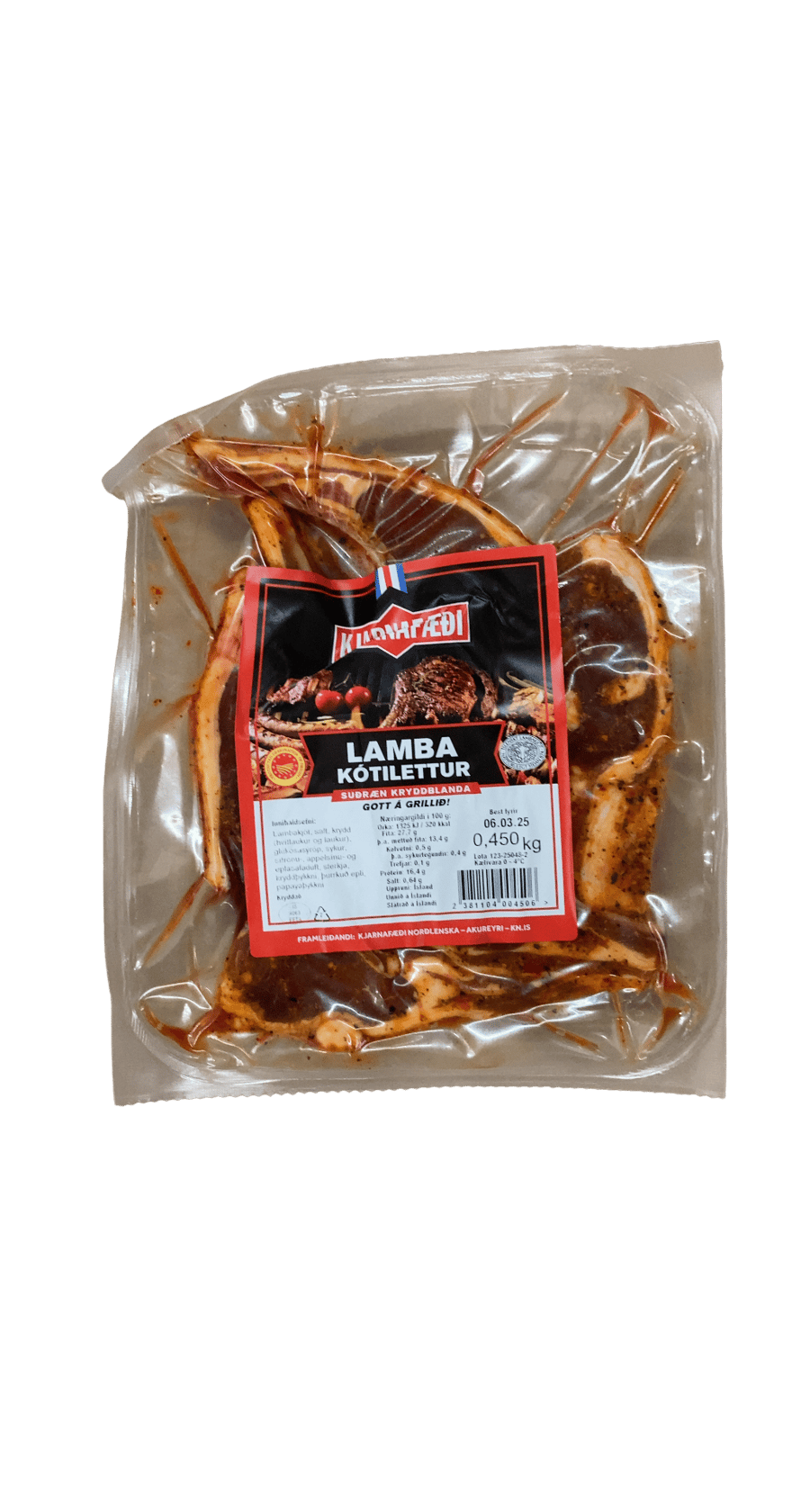 Kjarnafæði Lamba Kótilettur Suðræn Kryddblanda 450 g