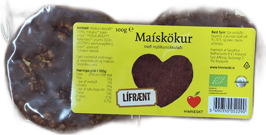 Himneskt Maískökur með mjólkursúkkulaði 100 g