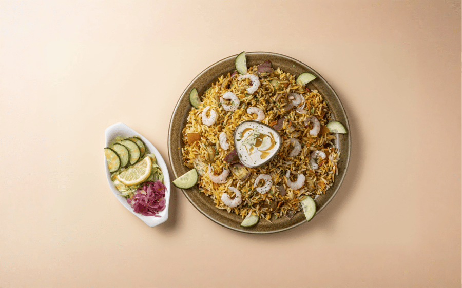 31. Shrimp masala biryani