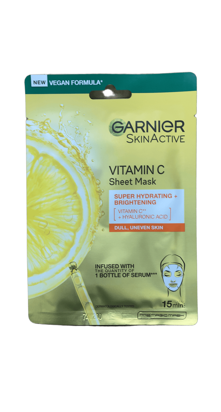 Garnier SkinActive C-vítamín ofurrakagefandi bjartandi blaðmaski 28 g