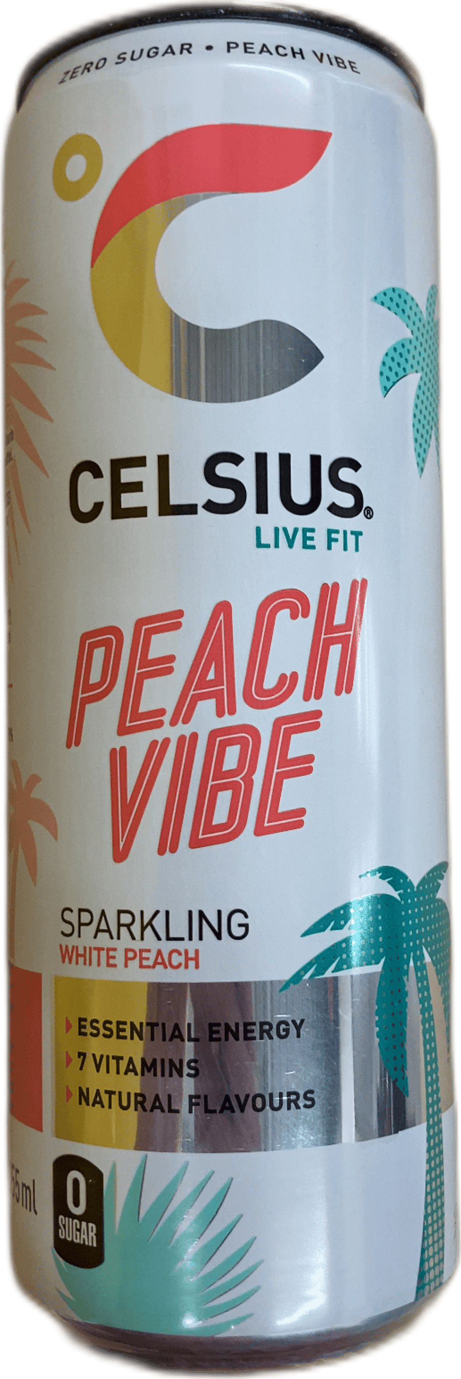 Celsius Peach Vibe freyðandi hvít ferskja 355 ml