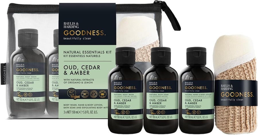 Baylis & Harding Goodness Oud, Cedar & Amber Essentials Gjafasett
