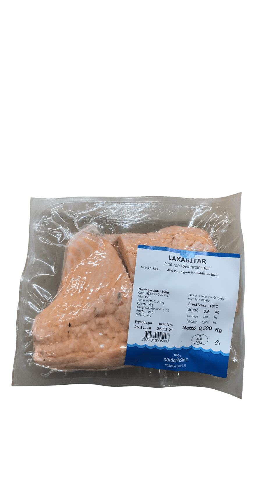 Norðanfiskur Laxabitar með roði 590 g