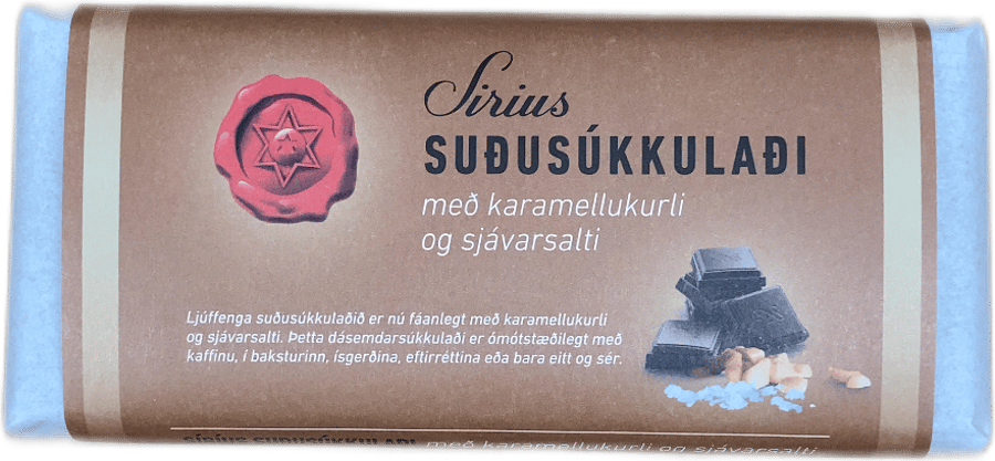 Síríus Suðusúkkulaði 45% með karamellukurli og sjávarsalti 200 g