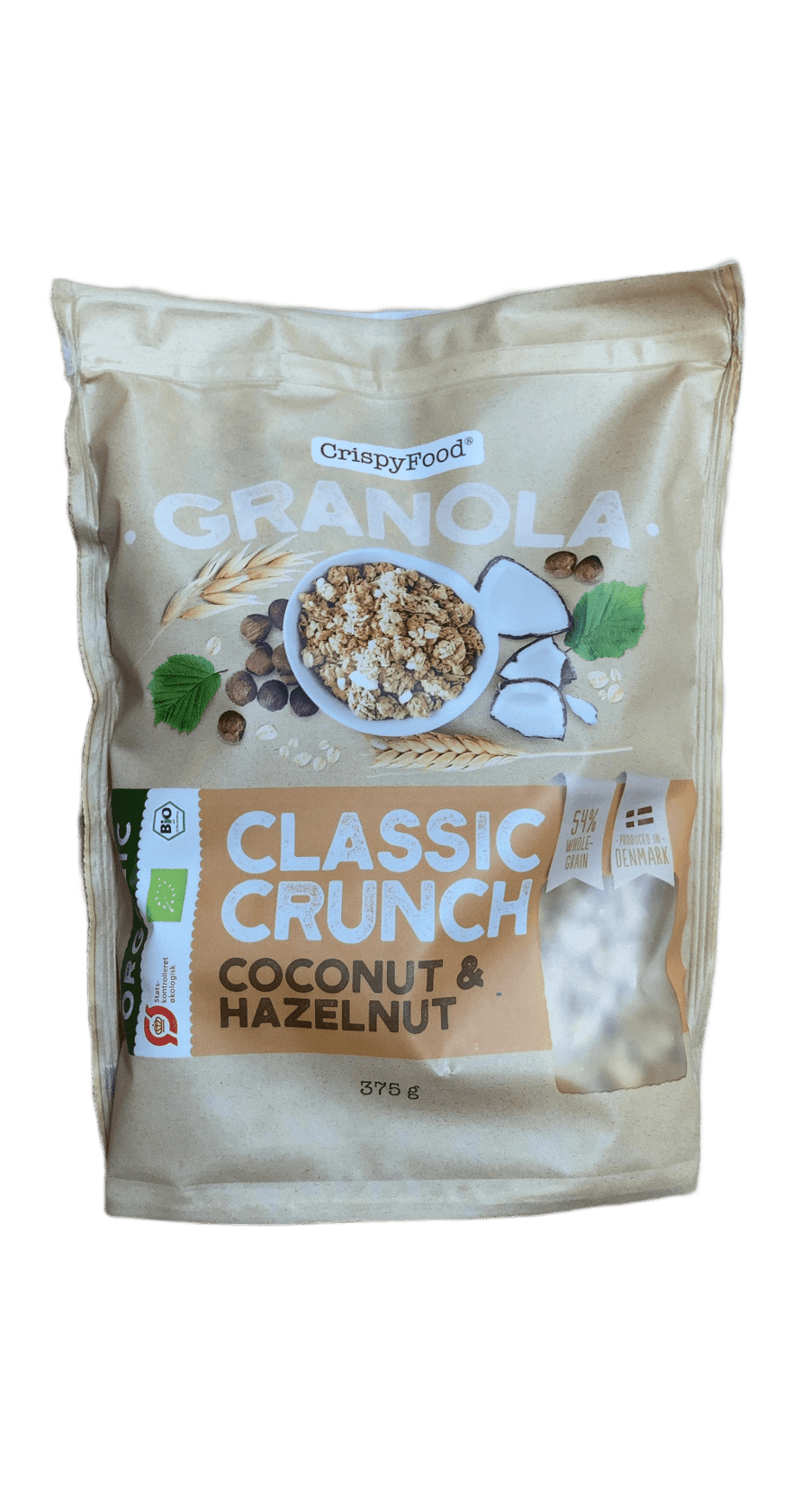 Crispy Food Granola Classic Crunch kókos og heslihnetur 375 g