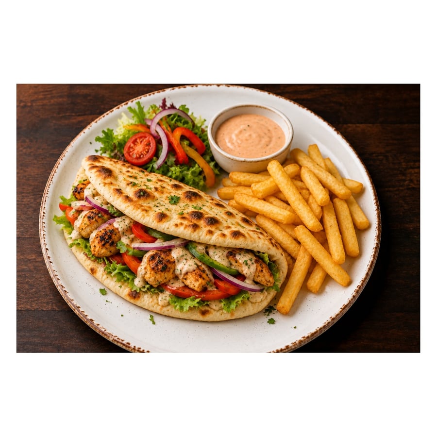 Naan-samloka með kjúklingi