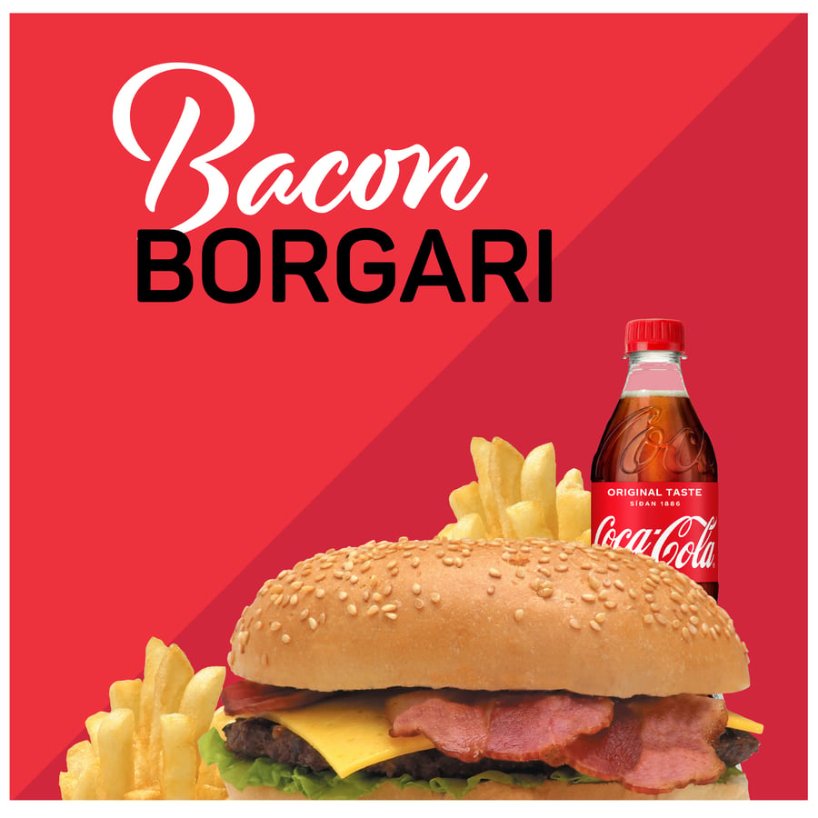 Tilboð - 2 - Baconborgari, franskar og kók