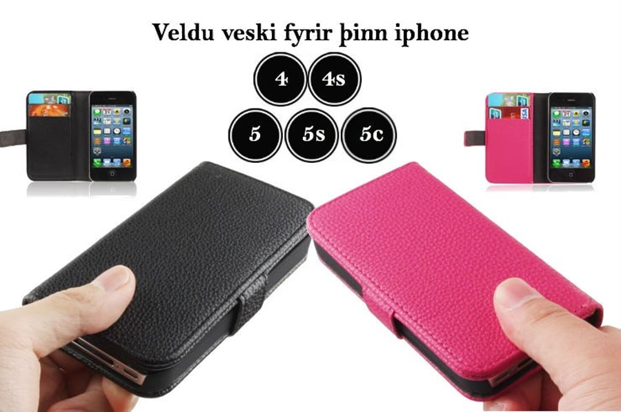 Hulstur og veski fyrir iphone  4,4s,5,5s,5c