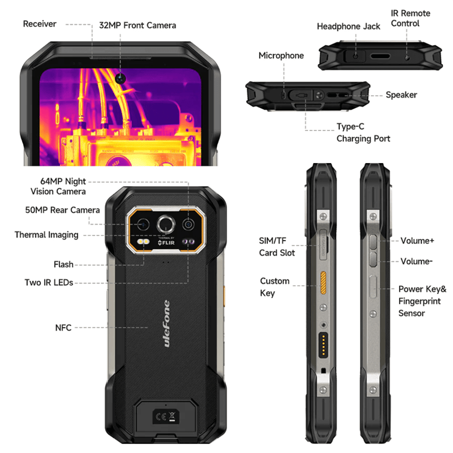 Ulefone Armor 27T Pro+ 256GB 5G vinnusími m. hitamyndavél