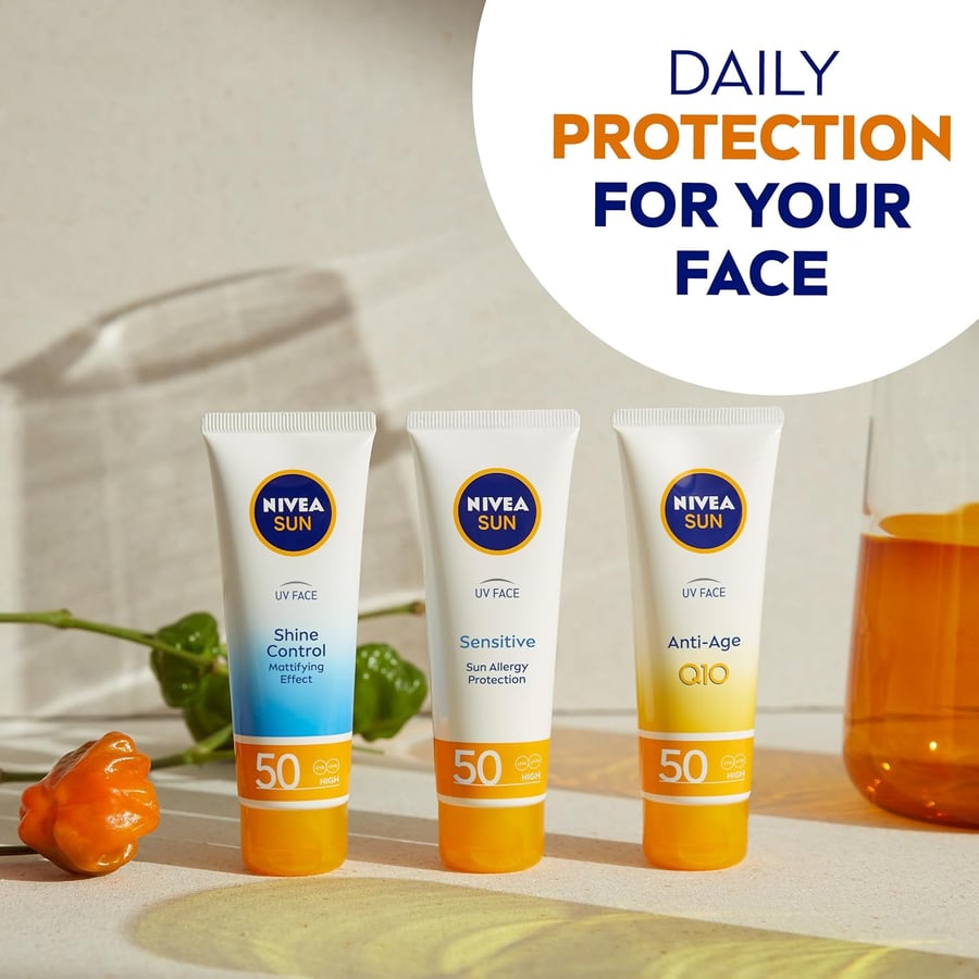 Nivea Sun UV Face Sensitive SPF 50 rakakrem með sólarvörn 50 ml
