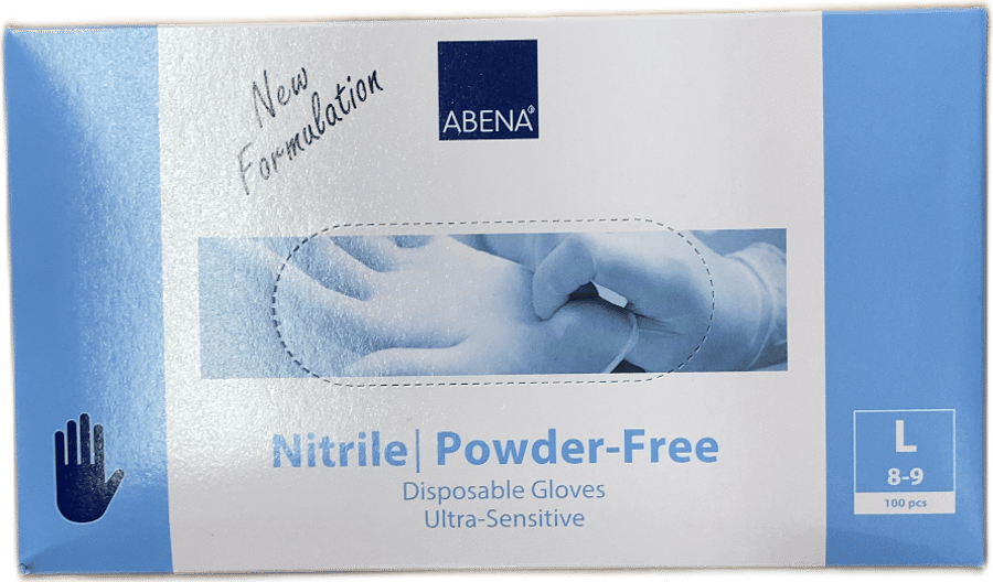 Abena nítríl púðurlausir einnota hanskar Ultra-Sensitive L 100 stk