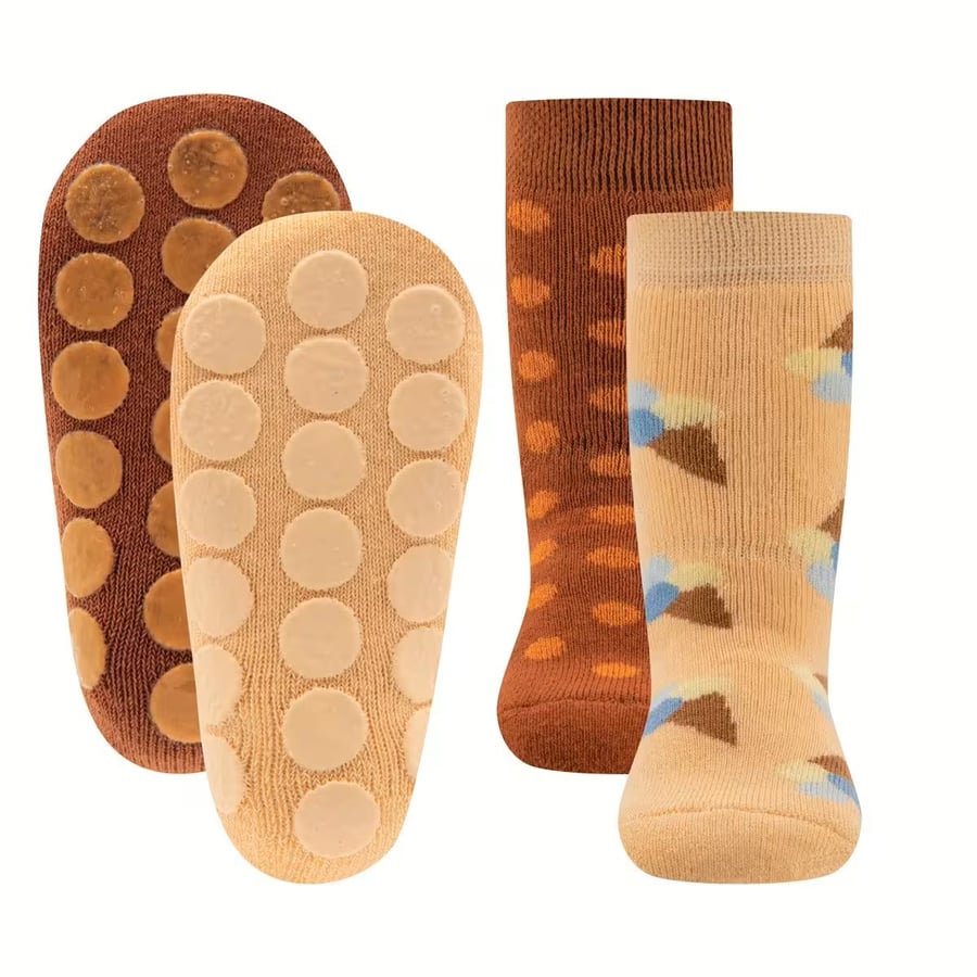 Sokkar stamir brún/beige 2pk