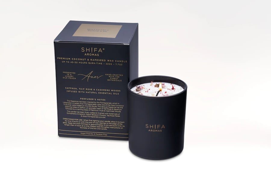 Shifa Aromas Anor ilmkerti í svörtu glasi 30 cl