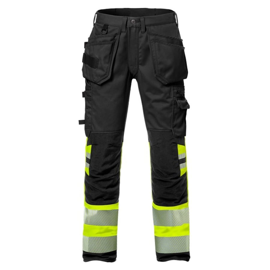 Fristads smíðabuxur teygju HiViz/svartar, dömu