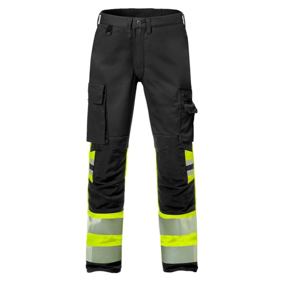 Fristads buxur með teygju HiViz/svartar, dömu