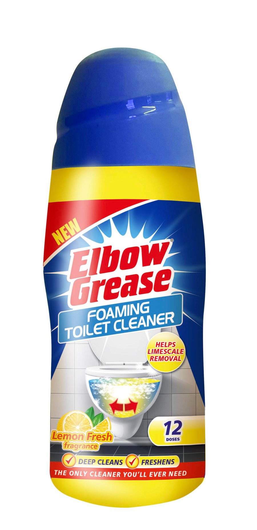 Elbow grease freyðandi klósett hreinsir með ilm af Lemon fresh 500gr