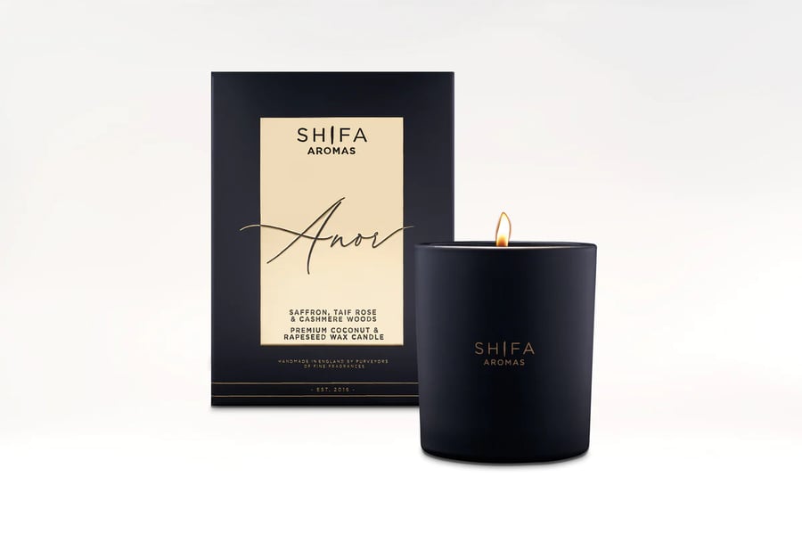 Shifa Aromas Anor ilmkerti í svörtu glasi 30 cl