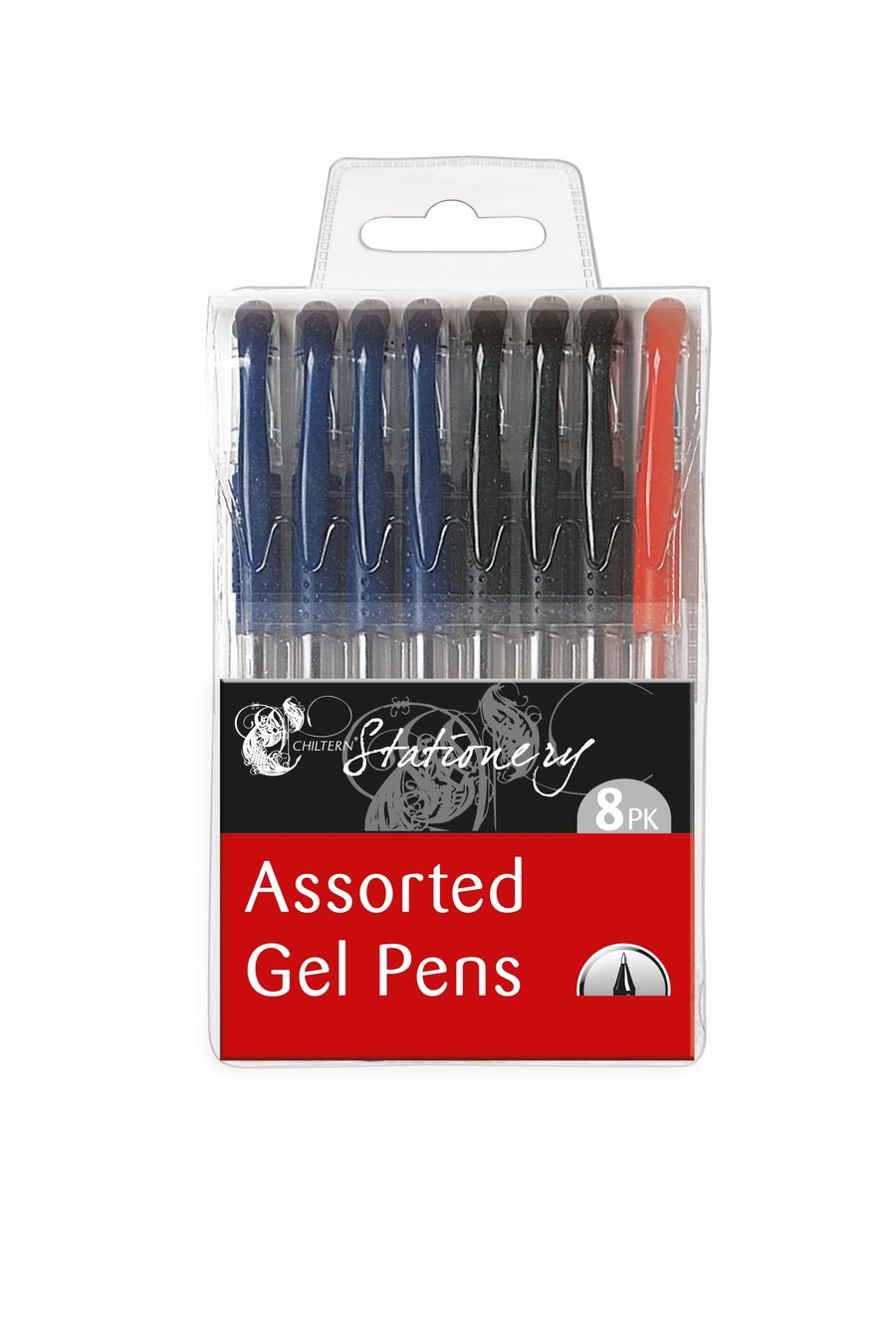Chiltern Stationary Assorted pennar / Chiltern Stationary Mislitir Gel pennar 8 stk í pakka