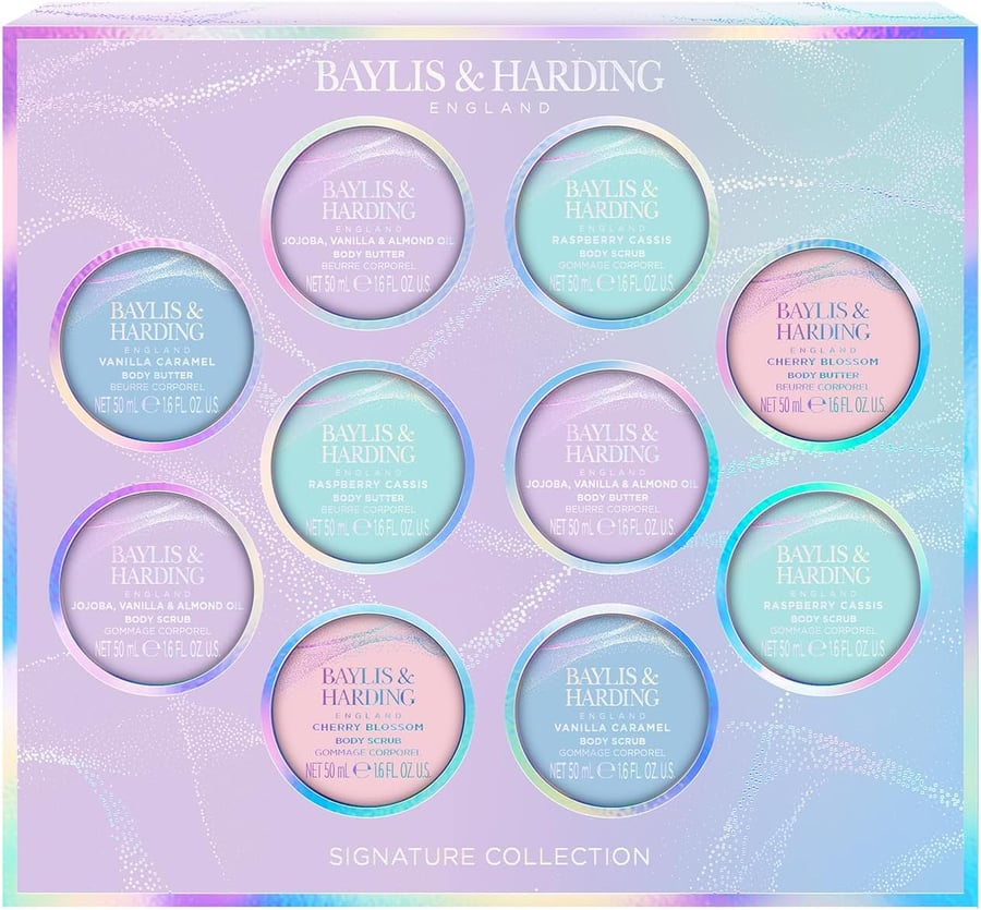 Baylis & Harding Jojoba, Vanilla & Almond Oil Body Scrub & Butter Discovery gjafasett