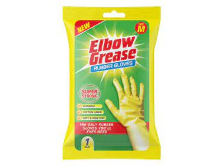 ELBOW GREASE ANTI BAC RUBBER GLOVES MEDIUM 1PK