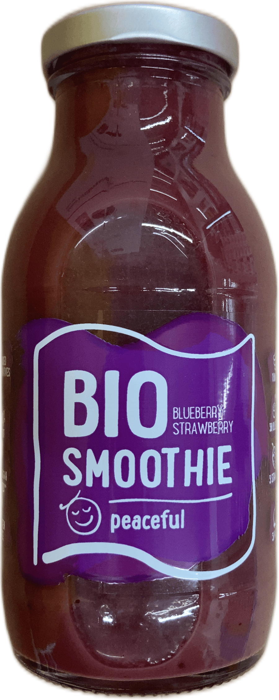 Peaceful lífrænn smoothie með bláberjum, jarðarberjum og chiafræjum