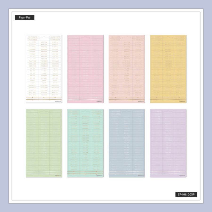 The Happy Planner límmiðar – Vinna + Lífið - Rósagull