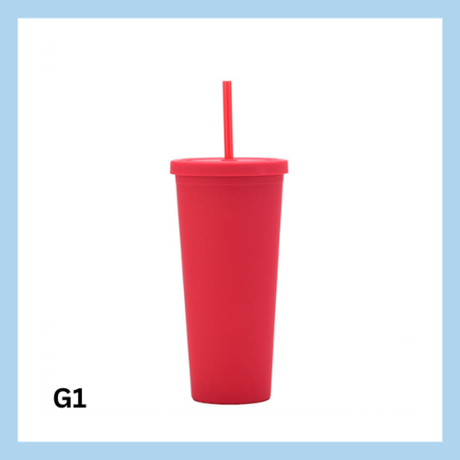 Glas með röri 700ml- 22 litir