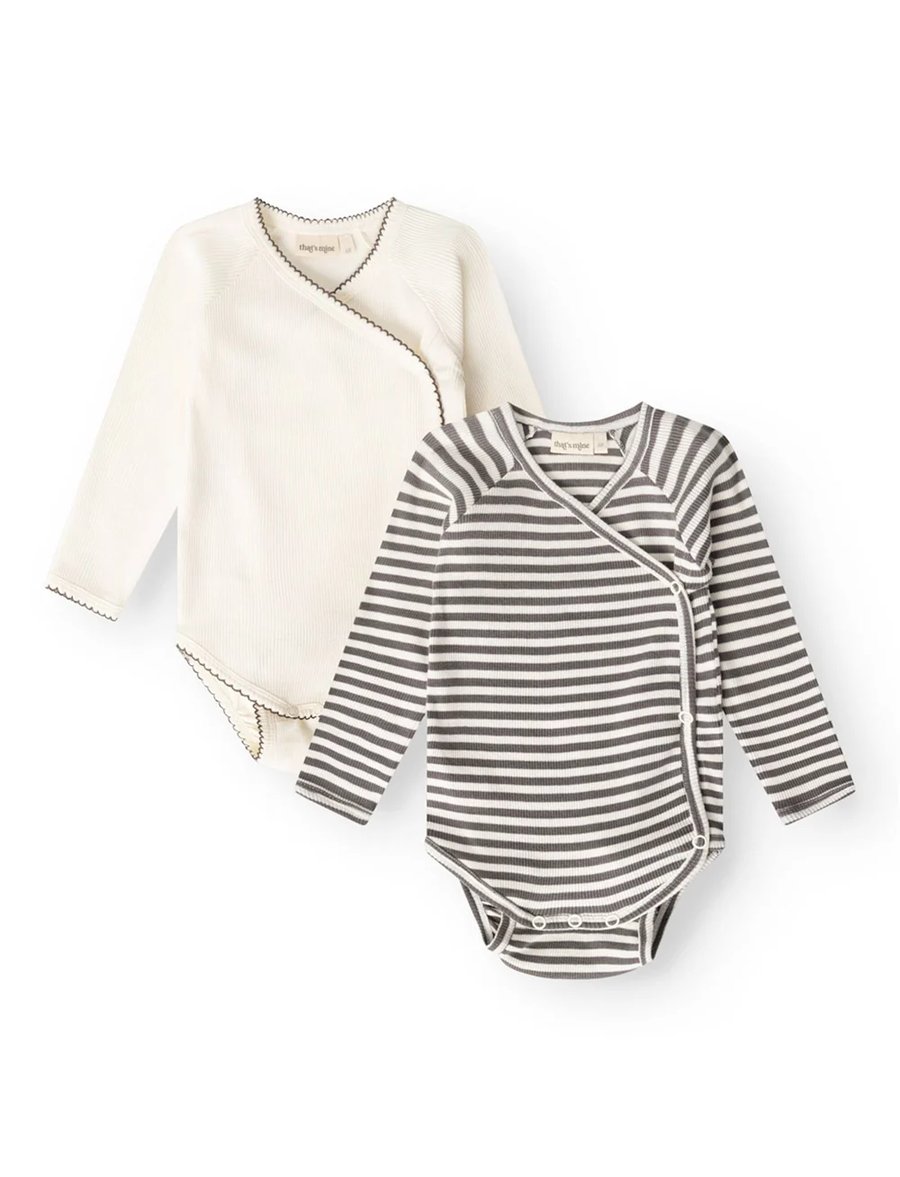 Juma wrap samfella 2-pack – Dark grey stripe