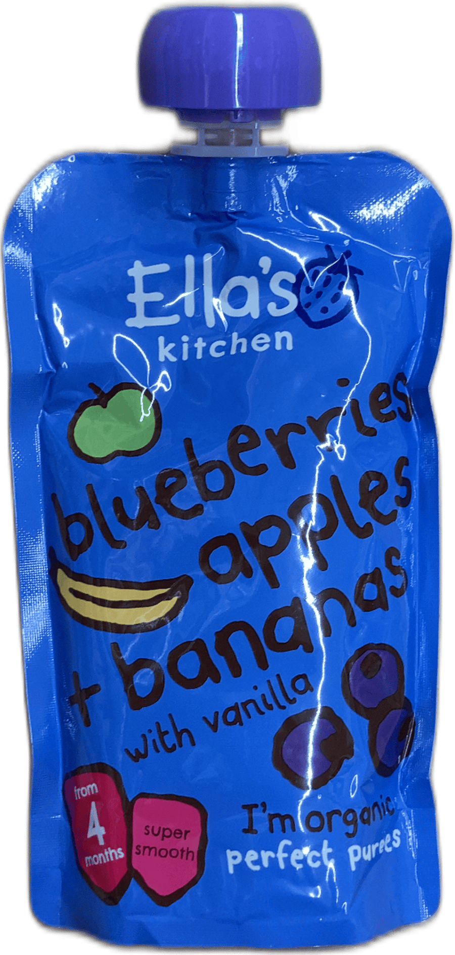 Ella's Kitchen lífræn bláber, epli, bananar og vanilla 120 g