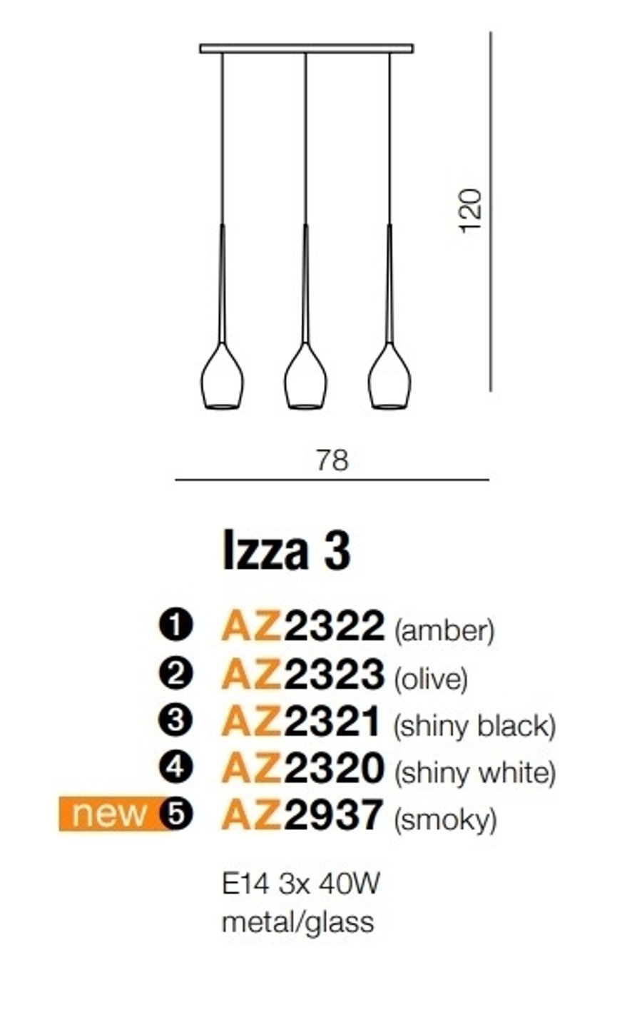 IZZA 3 Pendant Black